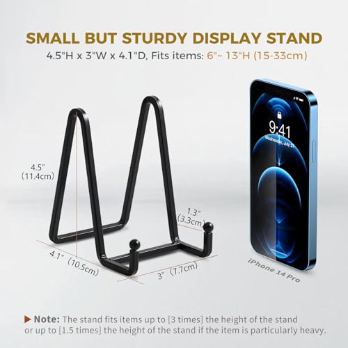 Plate Holder Easel Display Stand - 4.5 inch Metal Plate Stands for Display - Tabletop Picture Stand - Black Iron Easels for Display Pictures | Photo Frames | Book | Decorative Plates | Plaque -4 Pack - size: 4.5 inch (4 pack)