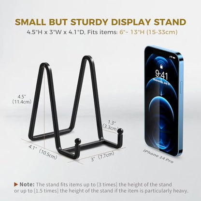 Plate Holder Easel Display Stand - 4.5 inch Metal Plate Stands for Display - Tabletop Picture Stand - Black Iron Easels for Display Pictures | Photo Frames | Book | Decorative Plates | Plaque -4 Pack - size: 4.5 inch (4 pack)