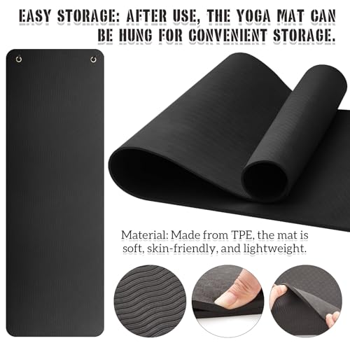 Briwooody Yoga Mat Wall Mount with Holes - color: Black, size: 72"x24"x1/4''
