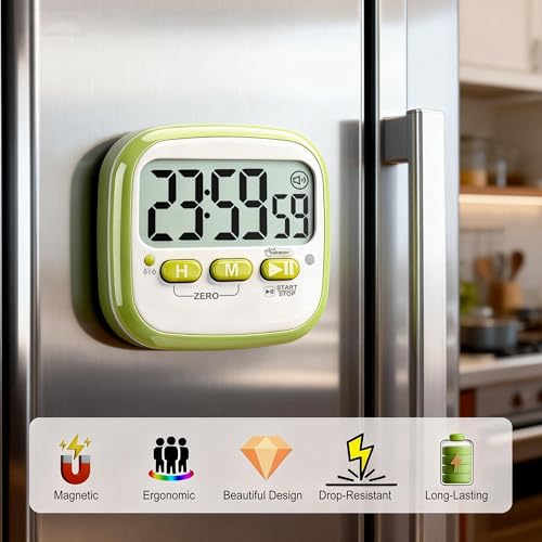 Antonki 2 Pack Classroom Timers for Kids Teachers, Magnetic Countdown Digital Kitchen Timer for Cooking, Study, Exercise, Games, Time Mangement - Loud/Silent Mode - Battery Included - color: 2* Sky Blue & Green ( Classic Pair )