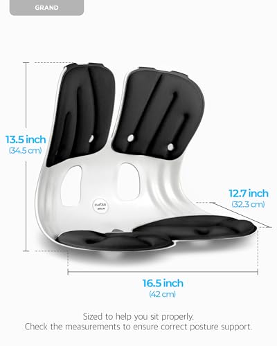 curble Grand 2 Pack– Extra Wide Ergonomic Seat Support, Sit Straighter Without Effort, Passive Posture Trainer for Office, Home & Car (Black) - color: 2 Pack Black