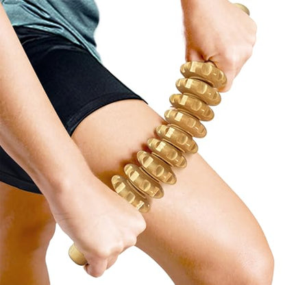Curved Wood Massage Roller Stick for Muscle Relief & Cellulite Reduction - color: White
