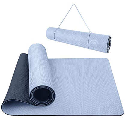 IUGA Yoga Mat Thick Non Slip Anti-tear Pilates Mat Eco Friendly Hot Yoga Mats for Workout & Exercise(72"x 24"x 6mm) - color: Gray