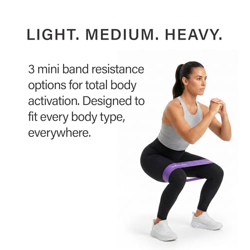 Mini Resistance Bands, Set of 3 – Non-Slip Workout Bands for Strength Training, Physical Therapy & Progressive Activation - color: Seafoam, Sky, and Amethyst