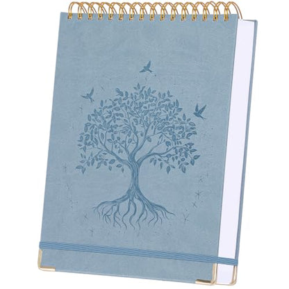 Blank Notebook Journal, Hardcover Sketchbook, 300 Page No Bleed Thick Paper | Spiral Notebook Large B5, Embossed Leather Unlined Sketch Pad for Women Men Kids Smooth Journaling Sketching Gifts, Lay Flat - color: Blue, size: B5 (7" x 10")