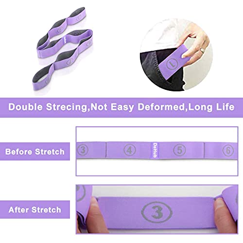 Stretch Strap, Elastic Yoga Stretching Strap, Multi-Loop for Physical Therapy, Pilates, Yoga, Dance & Gymnastics Exercise and Flexible Pilates Stretch Band - color: Purple