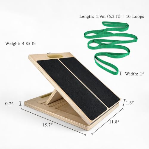 Wooden Slant Board for Calf Stretching – Adjustable Calf Stretch & Mobility Board for Squats & Exercise, Incline Board for Ankle Achilles & Foot Stretcher, Green