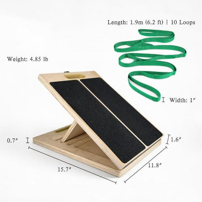 Wooden Slant Board for Calf Stretching – Adjustable Calf Stretch & Mobility Board for Squats & Exercise, Incline Board for Ankle Achilles & Foot Stretcher, Green