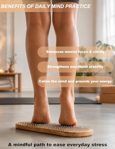 Zen Sadhu Board for Beginners, Massage Tool, Wooden Nail Board for Feet with 10mm Calibrated Zinc Nails, Static Nail Standing Board for Meditation, Yoga & Deep Relaxation, Suitable for home and travel