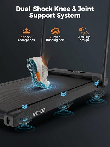 ANCHEER Walking Pad with Handle Bar, 12% Incline, Foldable Treadmill - color: BBlackk