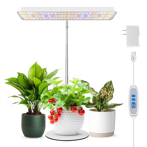 Wiaxulay Grow Light, 11in Full Spectrum Desk Plant Light for Indoor Growing | 78LEDs Grow Lamp with Auto Timer 6/12/16 Hrs, 3 Lighting Modes, 5 Dimmable Levels, Height Adjustable 7.8"-26" for Seedling - size: 1 Pack(White)