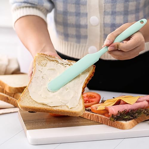 4 Pcs Silicone Jar Spatula Long Handle Kitchen Spatulas for Mixing, Scraping, and Spreading,Ideal for Jars, Baking, Cake Icing, Cream, Butter, and Batter Kitchen Tool (Purple, Pink, Green, Yellow) - color: Purple, Pink, Green, Yellow
