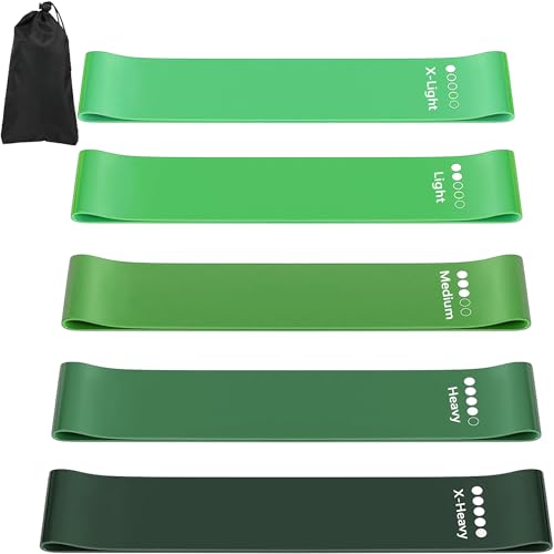 Resistance Bands for Working Out, Latex Exercise Bands Set of 5, Elastic Bands for Exercise with Workout Guide and Carry Bag, Fitness Bands for Strength Training, Yoga, Pilates, Home Workout - color: Green [Set of 5]