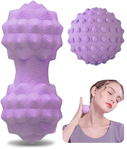 Massage Ball Set, Peanut Massage Ball Double Lacrosse Massage Roller Balls, Acupoint Myofascial Release Muscle Knot Ball, Deep Tissue Trigger Point Therapy Massage Tool for Back Neck Shoulder (Purple) - color: Purple
