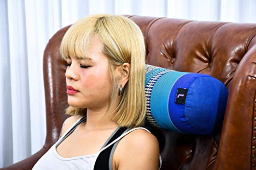Leewadee Small Yoga Bolster – Shape-Retaining Cervical Neck Roll, Tube Pillow for Comfortable Reading, Kapok Filling, 22 x 6 x 6 inches - color: Sf28 - Blue