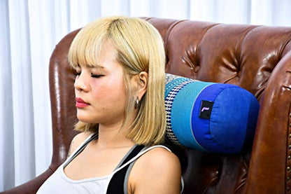 Leewadee Small Yoga Bolster – Shape-Retaining Cervical Neck Roll, Tube Pillow for Comfortable Reading, Kapok Filling, 22 x 6 x 6 inches - color: Sf28 - Blue