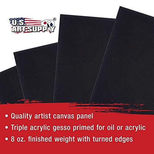 U.S. Art Supply 8 X 8 Inch Black Art Canvas Board Panels 6 Pack - 8 Ounce Heavyweight Cotton Acid Free Canvases for Painting Acrylics and Watercolor (1 Case of 6 Single Canvas Painting Panels) - size: 8" x 8"