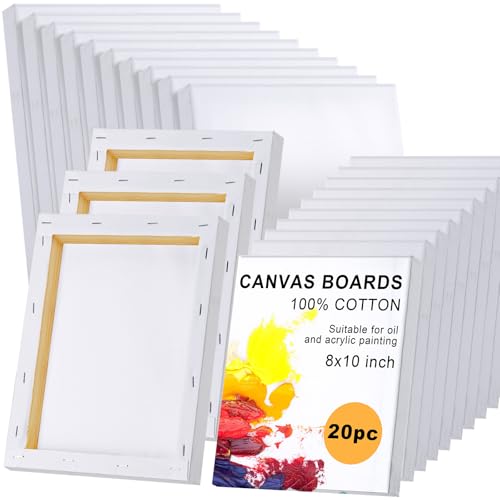 Thenshop 80 Pack Stretched Canvas for Painting 8 x 10 Inch Triple Primed Acid Free 100% Cotton White Blank Canvas for Painting Supplies Oil and Acrylic Pouring Art Watercolor - size: 8 x 10 inches