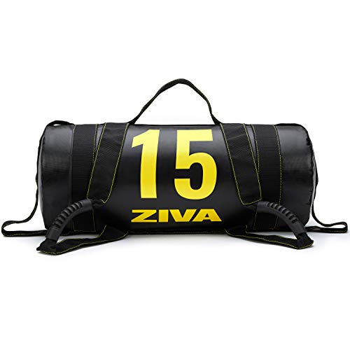ZIVA Power Sandbag – Pre-Weighted Training Bag with Multiple Handles for Full-Body Strength & Conditioning – Heavy-Duty, No-Fill Needed (10–50 lb) - color: Black, size: 15 lb