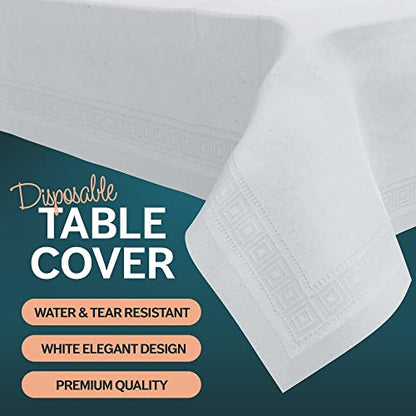 HOUZZKINGZ USA Paper Tablecloths for Rectangle Tables | 54” X 108” – 4 Pack | White Paper Disposable Tablecloth | 3-Ply Premium Paper & Plastic Table Cloths for Parties Disposable - size: 4 Pack