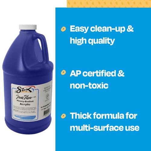 Sax True Flow Heavy Body Acrylic Paint, 1/2 Gallon, Ultramarine Blue - 439280, 64 Fl Oz (Pack of 1) - color: Ultramarine Blue