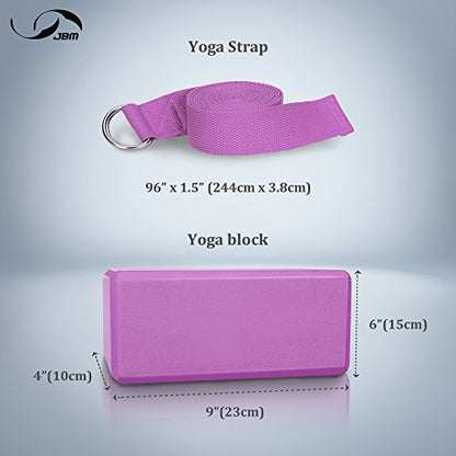JBM Yoga Blocks 2 Pack with Strap, Cork Block 2 Pack EVA Foam Yoga Bricks Set,Stretch Blocks