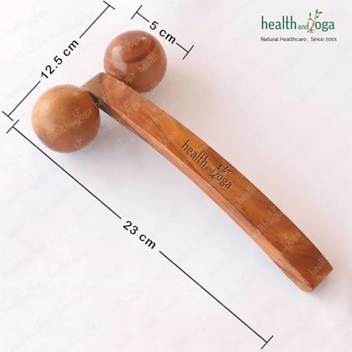 SoulGenie HealthAndYoga™ NatureSooth Wooden Massage Roller – Wood Therapy Massage Tools – Handheld Calf and Leg Massager, Back and Shoulder Massager and Full Body Massager