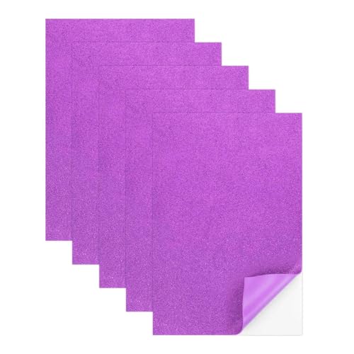 MECCANIXITY 5 Sheets Purple Shiny Foam Sheets with Adhesive Backing, 8x12Inch Self-Adhesive Shiny EVA Foam Sheets Sticky EVA Paper Stickers for Art Crafts Projects, DIY Party Decoration - color: Purple