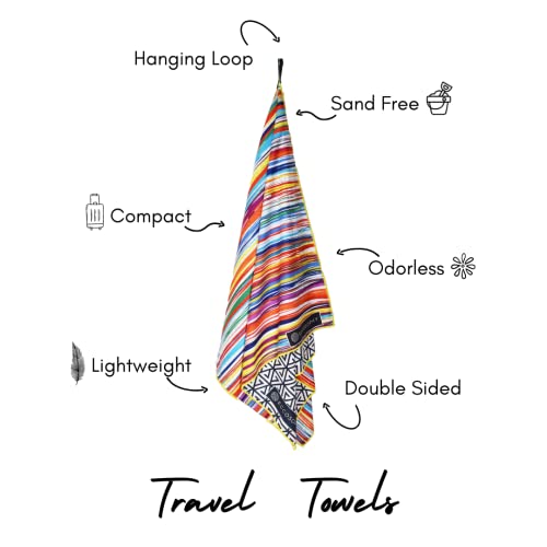 ECCOSOPHY Microfiber Beach Towel - Quick Dry, Sand Free and Oversized 71x35 | Super absorbent, lightweight, swimming, gym, extra large, pool, cruise, camping, yoga, travel, compact, carry bag, vacation - color: Key West