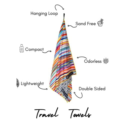ECCOSOPHY Microfiber Beach Towel - Quick Dry, Sand Free and Oversized 71x35 | Super absorbent, lightweight, swimming, gym, extra large, pool, cruise, camping, yoga, travel, compact, carry bag, vacation - color: Key West