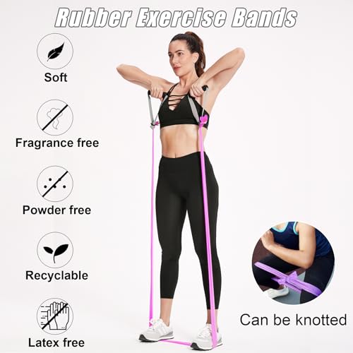 Resistance Bands Set for Physical Therapy, Rehab, Yoga and Pilates - color: Gradient Pink 5-80lbs - Includes Accessories