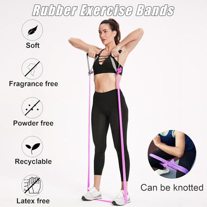 Resistance Bands Set for Physical Therapy, Rehab, Yoga and Pilates - color: Gradient Pink 5-80lbs - Includes Accessories