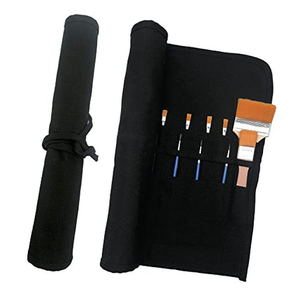Funny live Paint Brush Holder Art Supplies, Artist Brush Holder & Storage Organizer Roll-Up Case Bag, Protect Acrylic Oil Watercolor Paintbrushes (Black 22 Slot Pockets) - color: Black 22 Slot Pockets