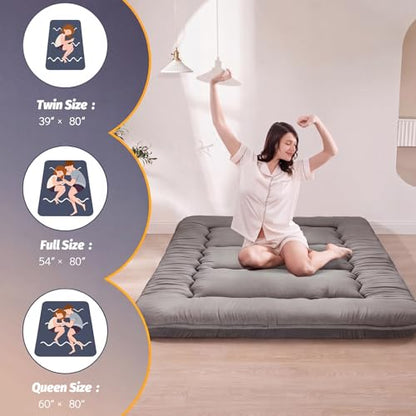 MAXYOYO 6" Extra Thick Japanese Floor Mattress Twin Folding Futon Mattress - color: Dark Grey, size: Twin