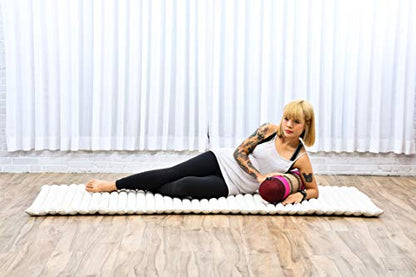 Leewadee Small Yoga Bolster – Shape-Retaining Cervical Neck Roll, Tube Pillow for Comfortable Reading, Kapok Filling, 22 x 6 x 6 inches - color: Sf29 - Auburn, Pink