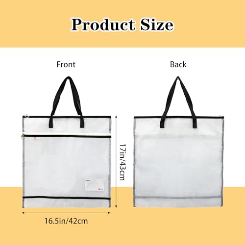 2 Pack 16.5x17 Inch Art Portfolio Bags, Portfolio Folder for Artwork, Posters Storage Case with Zipper and Handle Mesh Folder Organizers for Poster Storage, Scrapbook(Black) - color: Black