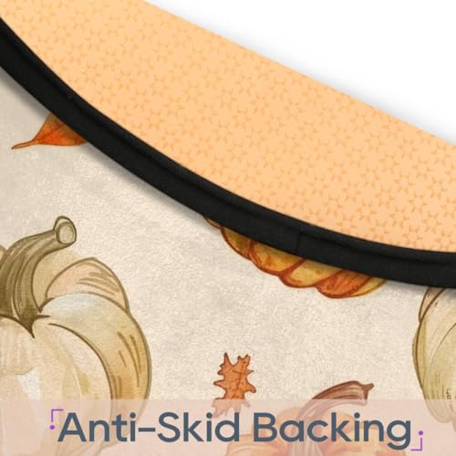 Autumn Pumpkin Leaves Round Area Rug 5Ft Thanksgiving Harvest Circle Carpet - color: Pumpkin Leaves, size: 5 ft