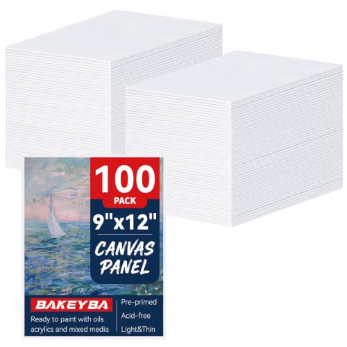 100 Pack 9x12 Inch Canvas Boards for Painting, Canvas Panels, 100% Cotton | White Blank Canvas Boards for Painting, Art Supplies Paint for Acrylics Oil Watercolor Tempera Paints - size: 9"x12"- 100pcs