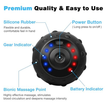 Upgraded 5-Gear Vibrating Massage Ball, Rechargable Massage Vibrating Ball for Fitness, Training, Therapy and Relaxation - color: Black