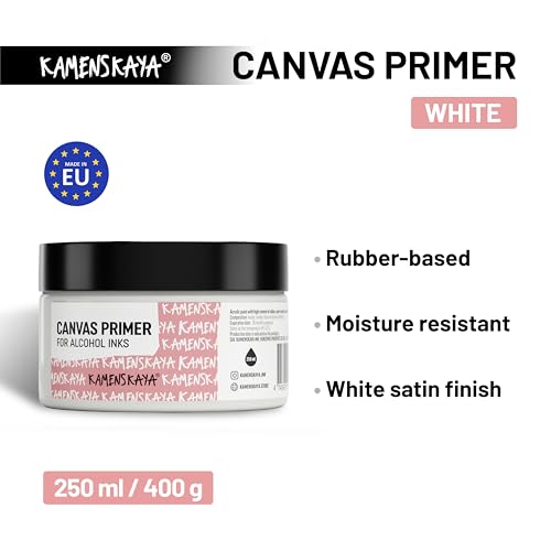 KAMENSKAYA White Acrylic Gesso Primer for Alcohol Ink Painting on Canvases, 8.45 fl oz (250 ml) - color: White, size: 8.45 Fl Oz (Pack of 1)