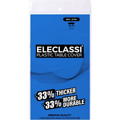 Eleclassi Royal Blue 6 Pack Premium Round Disposable Plastic Tablecloth - 84 Inch Round Plastic Table Cloths for Parties Disposable Tablecloth - Round Plastic Tablecloth - Royal Blue Round Tablecloth - color: Royal Blue
