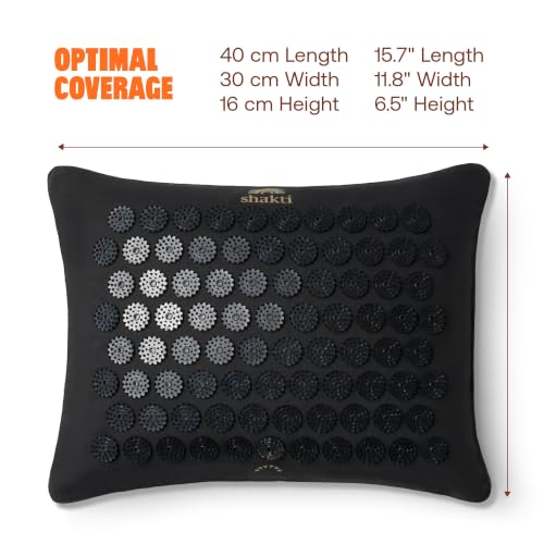 ShaktiMat Acupressure Pillow, Neck & Shoulder Relief, Premium Level 1 Black | Relaxation, Massage Muscles, Aid Sleep, Unlock Inner Tension, Similar to Acupuncture, Made with Organic Cotton & ABS spikes - color: Premium-black, size: Level 1