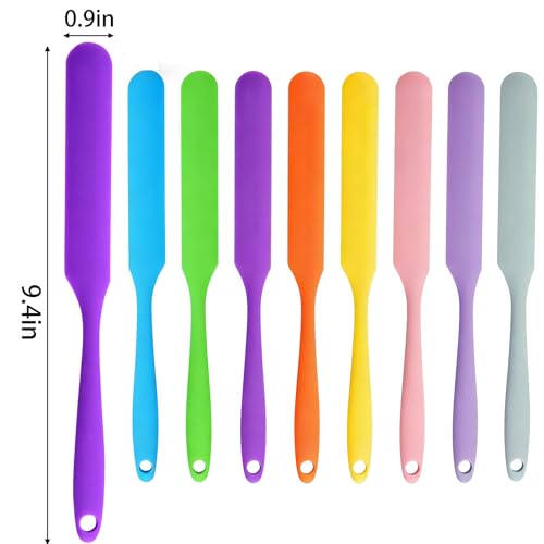 8Pcs Small Silicone Spatulas Bulk for Kitchen Baking Cake Icing Resin Craft Mini Silicon Scraper Heat Resistant Jar Spatula Long Handle Waxing Sticks Large Slant for Hard Wax Non-Stick Flex
