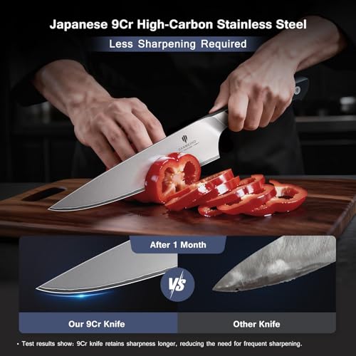 10 PCS Japanese Kitchen Knife Set, Dishwasher Safe | 5 Layers High Carbon 9Cr18Mov Stainless Steel, Ultra-Sharp Professional Chef Cooking Knife with Knife Sheath - color: 10PCS Knife Set