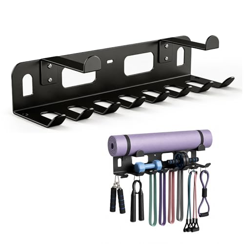 Wall Mount Yoga Mat Holder, Home Gym Storage Rack for Workout Equipment, Gym Organization Accessories