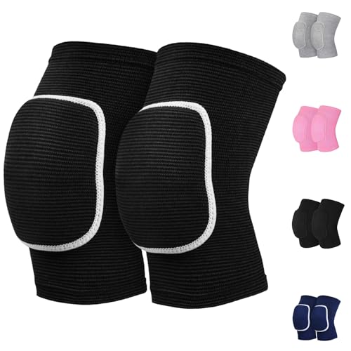 HISFFOG Volleyball Knee Pads for Women, Men, Youth, Girls, Kids, Knee Brace for Volleyball Basketball Football Dance Yoga Tennis Running Cycling Workout Climbing Wrestling - color: Black White, size: Small