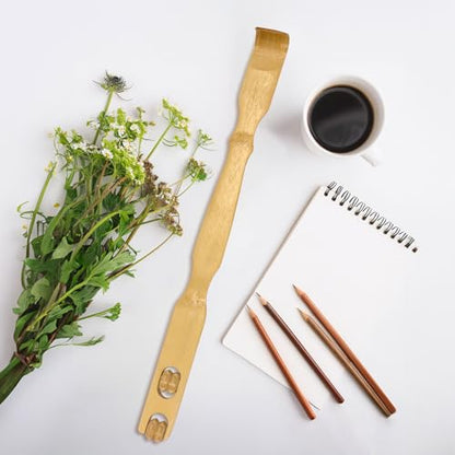 BambooMN 17 Inch Bamboo Wooden Back Scratcher Knobby Massage Roller Handle for Itching Stress Relief, 2 Units - color: 17" Backscratcher Knobby, size: 2 Units