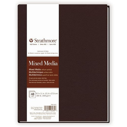 Strathmore 400 Series Mixed Media Paper Art Book, Matte Brown Cover, Natural White, Hardbound, 24 Sheets, 8.5x11 inch - size: 8.5x11 inch, style: Hardbound