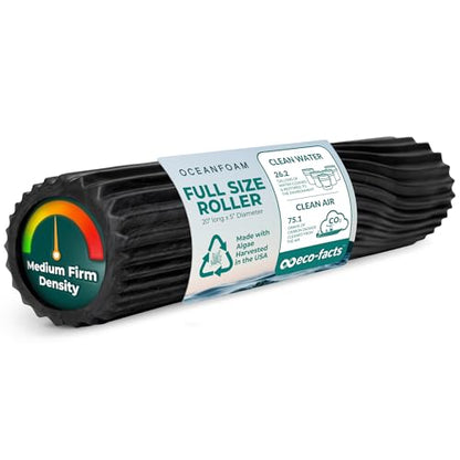 Oceanfoam Tidal Roller - Black & Charcoal Marbled - Muscle Massage Foam Roller for Back Pain & Stretching - Firm and Ergonomic Wide Wave Textured - Yoga, Athletics, & Wellness - Full Size, 20" x 5" - color: Black & Charcoal Marbled