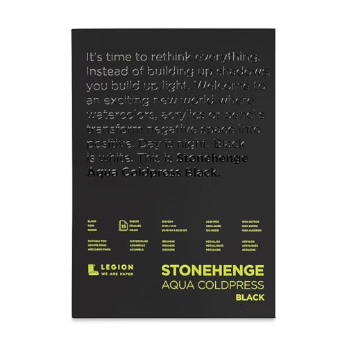 Stonehenge Aqua Black Medium Weight Medium Weight Pad, 140lb, Coldpress, 10 x 14 Inches, 15 Sheets for Wet and Dry Media - size: 10 x 14
